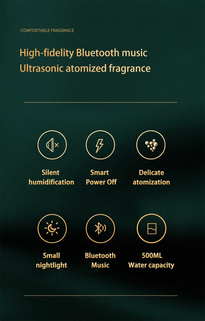 Bluetooth-Musik für den Haushalt Großer Wassertank Aroma-Maschine Desktop Moderner Stil Aromatherapie-Maschine mit verblichenem Atmosphärenlicht 1