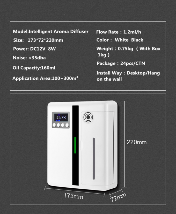 Hotel Lobby Wand montiert 160ml reines Duftöl Aromatherapie Diffuser Ultraschall Duft Wasserloses ätherisches Öl Diffuser Luft 9