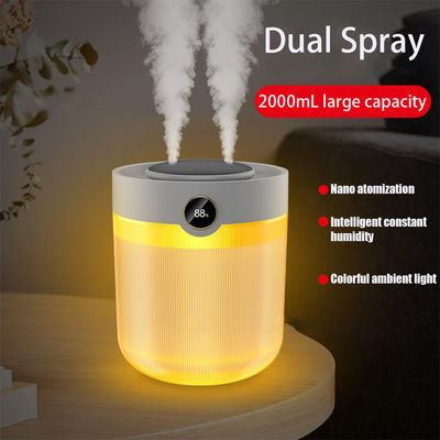 Großkapazität 2L Feuchtigkeitsanzeige Dual Spray USB-Stille Haushaltsbefeuchter