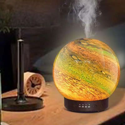 Guter Preis 3D Planet Beautiful Design Siebenfarbiger Leichtaromastoff Glaskugel Dekoration Essential Oil Diffuser für den Home Desktop Online