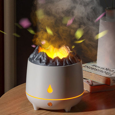 Guter Preis Neuer Mini 400ml Flammenluftbefeuchter Ultraschallöldiffuser Warmes Licht Simulierte Vulkanflamme Aroma Diffuser Befeuchter Online